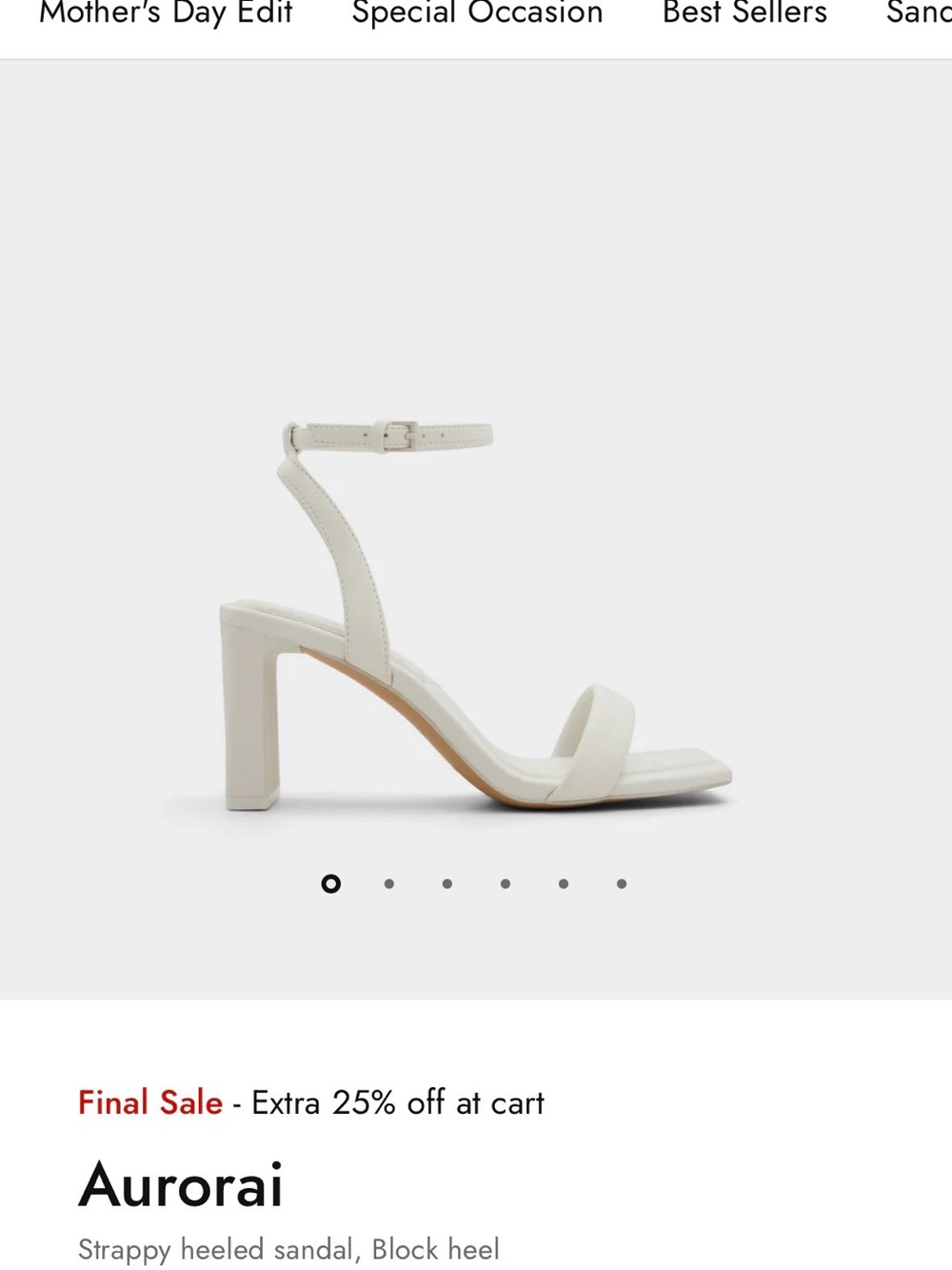 Aldo Aurorai White Strappy Block Heel Sandal